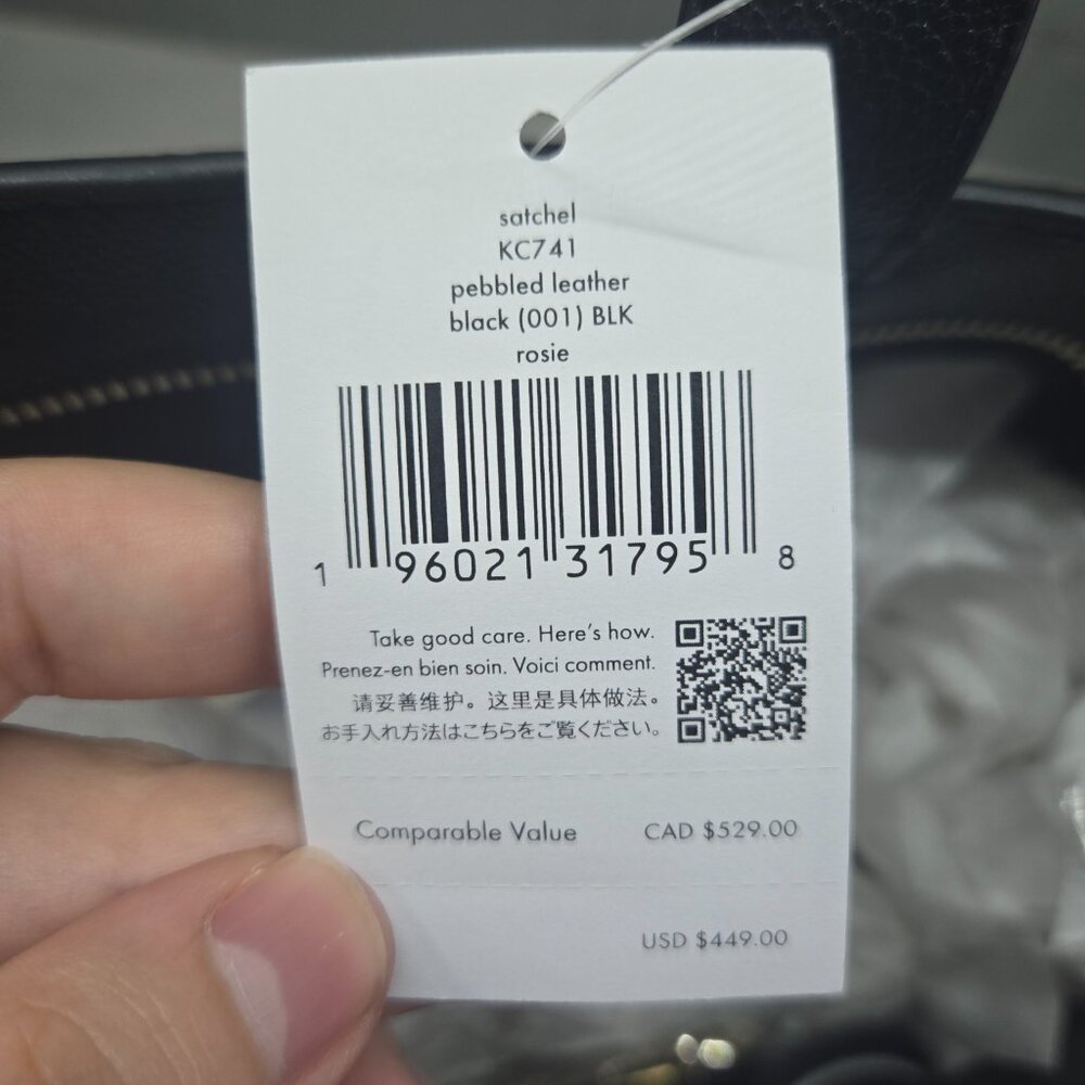 NEW Kate Spade Rosie Satchel Pebbled Leather Black Bag w/ Coin Purse - Picture 3 of 8